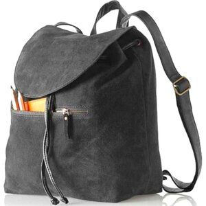 MARK & GRAHAM Charcoal Grey Suede Leather Hobo Backpack